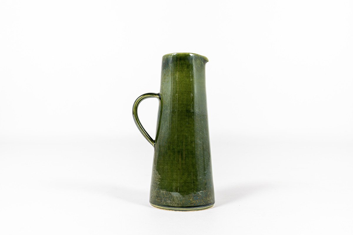 Vase en céramique verte glacée 1960