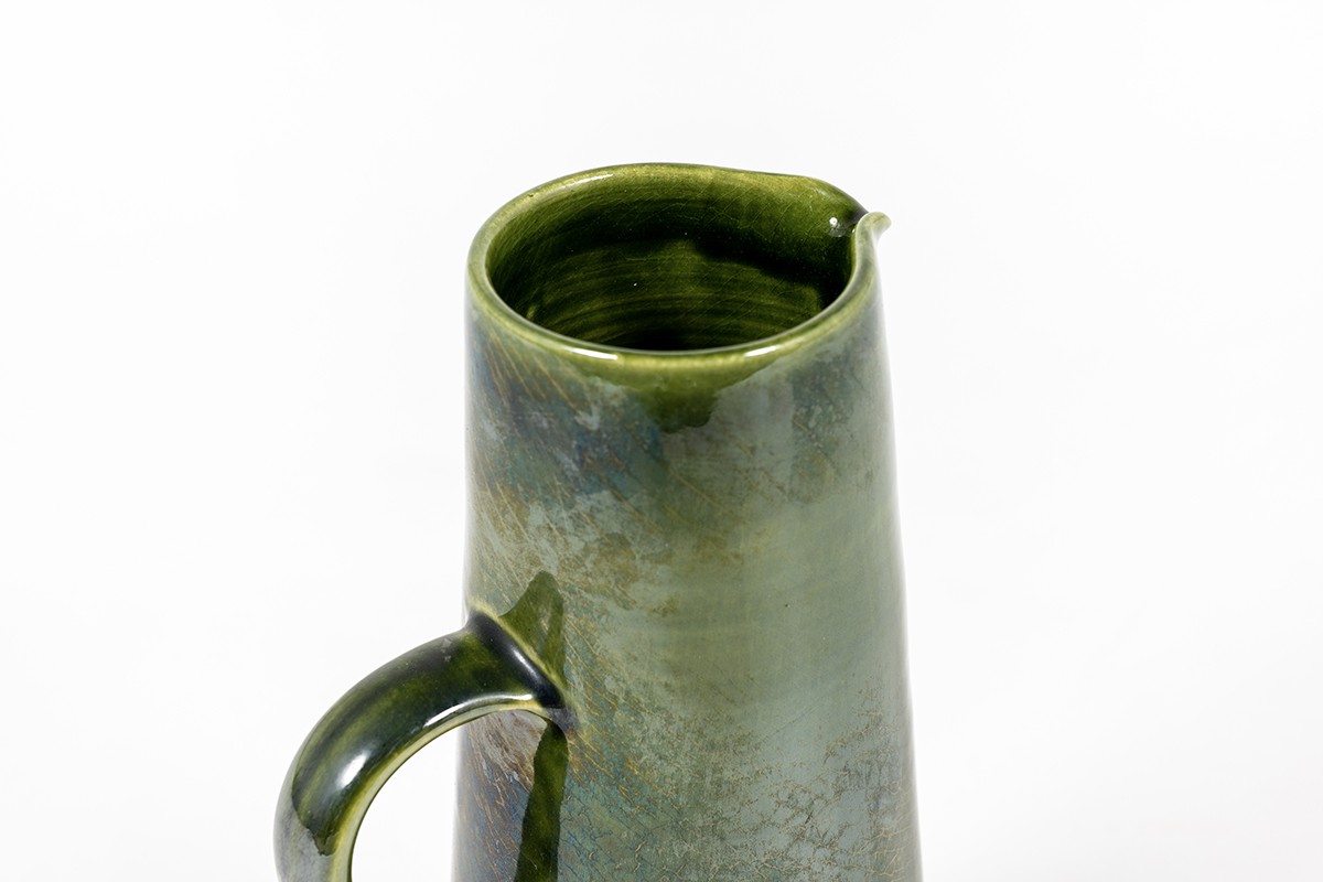 Vase in glazed green ceramic 1960