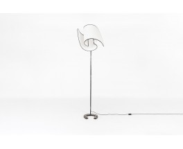 Floor lamp with counterweight in black metal and brass 1950