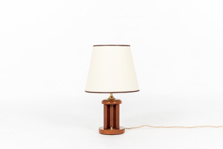 Lampe à poser en acajou et abat-jour papier design Art Déco 1930