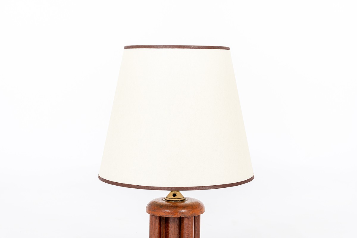 Lamp in mahogany and paper lampshade Art Deco design 1930