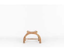 Dagobert stool in carved wood 1950