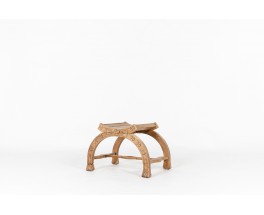 Dagobert stool in carved wood 1950