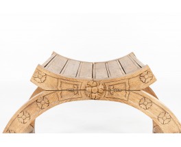 Dagobert stool in carved wood 1950