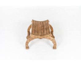 Dagobert stool in carved wood 1950