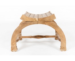 Dagobert stool in carved wood 1950