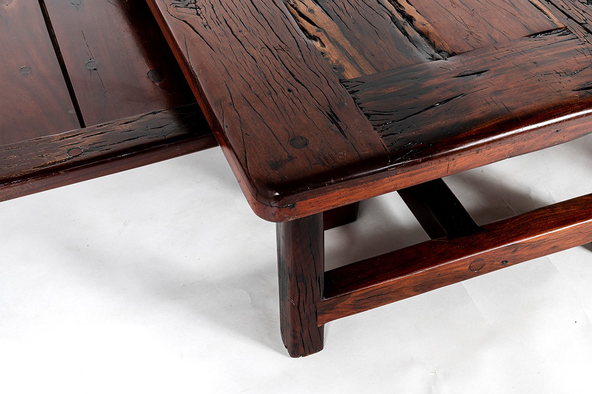 Tables basses en bois de fer design indonésien 1950 set de 3