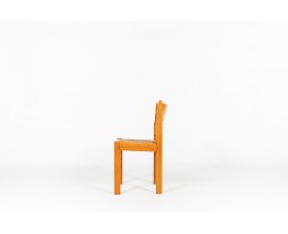 Chaises Luigi Gorgoni en orme et assise paillée édition Roche Bobois 1980 set de 6