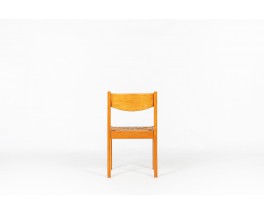 Chaises Luigi Gorgoni en orme et assise paillée édition Roche Bobois 1980 set de 6