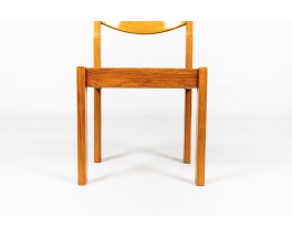 Luigi Gorgoni chairs in elm with straw seat edition Roche Bobois 1980 set of 6