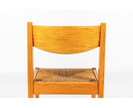 Chaises Luigi Gorgoni en orme et assise paillée édition Roche Bobois 1980 set de 6