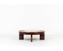 Roger Capron coffee table model Herbier oak and ceramic 1960