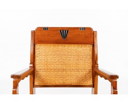 Armchairs in teak and rattan Indian design 1930 set of 2