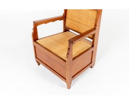 Armchairs in teak and rattan Indian design 1930 set of 2