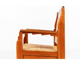 Armchairs in teak and rattan Indian design 1930 set of 2