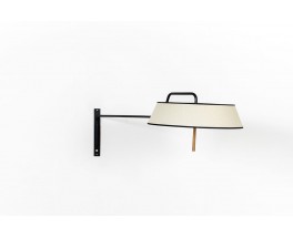 Wall lamp in black metal, brass and paper lampshade 1950