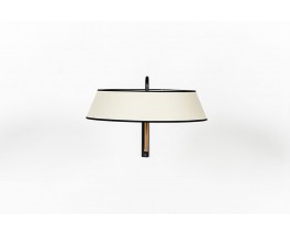 Wall lamp in black metal, brass and paper lampshade 1950