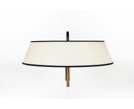 Wall lamp in black metal, brass and paper lampshade 1950