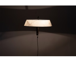 Wall lamp in black metal, brass and paper lampshade 1950