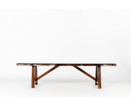 Bench in walnut brutalist design 1950