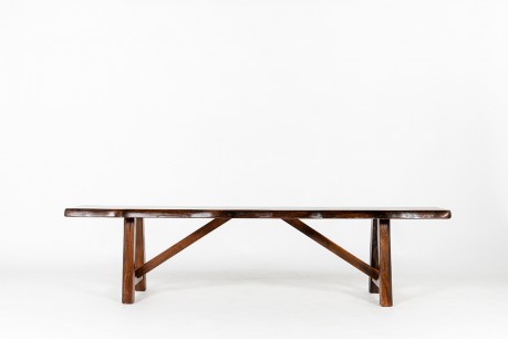 Banc en noyer design brutaliste 1950