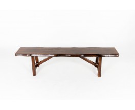 Bench in walnut brutalist design 1950