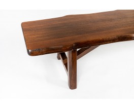 Bench in walnut brutalist design 1950