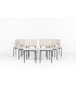Chaises Gérard Guermonprez tissu lin beige édition Magnani 1950 set de 6