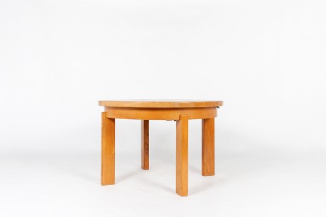 Round dining table with extension in elm edition Maison Regain 1980