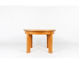 Round dining table with extension in elm edition Maison Regain 1980