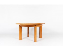 Round dining table with extension in elm edition Maison Regain 1980