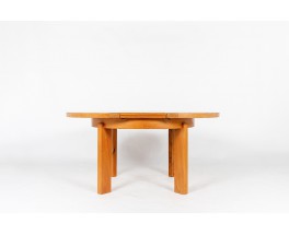 Round dining table with extension in elm edition Maison Regain 1980