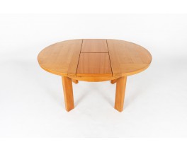 Round dining table with extension in elm edition Maison Regain 1980