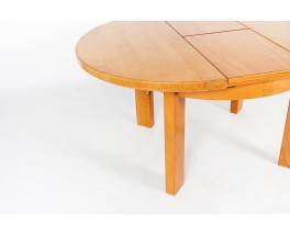 Round dining table with extension in elm edition Maison Regain 1980