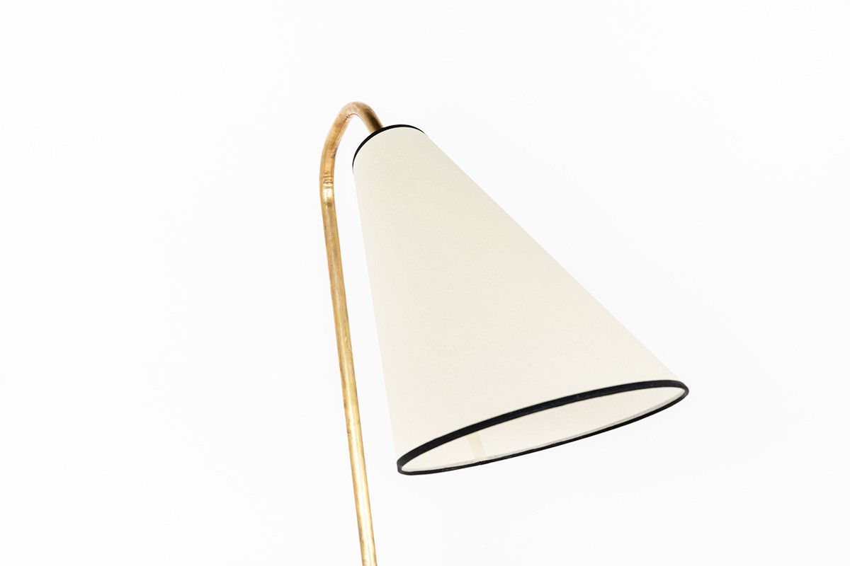 Lampadaire pied en métal noir et abat-jour beige H150cm - RETIF