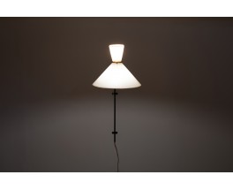 Wall lamp large model in black metal, brass and diabolo lampshade 1950