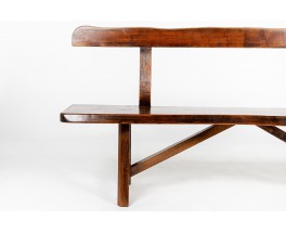 Bench in walnut with backrest brutalist design 1950