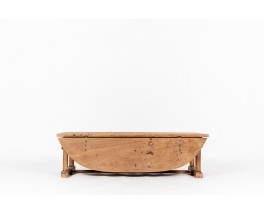 Large coffee table in oak Spanish brutalist design 1900