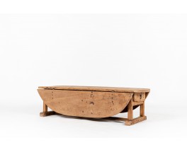 Large coffee table in oak Spanish brutalist design 1900