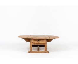 Large coffee table in oak Spanish brutalist design 1900