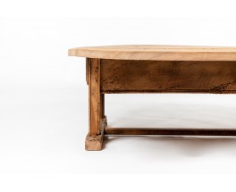 Large coffee table in oak Spanish brutalist design 1900