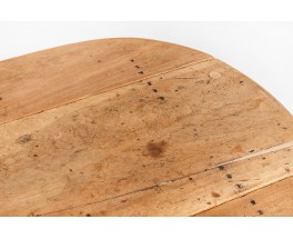 Large coffee table in oak Spanish brutalist design 1900