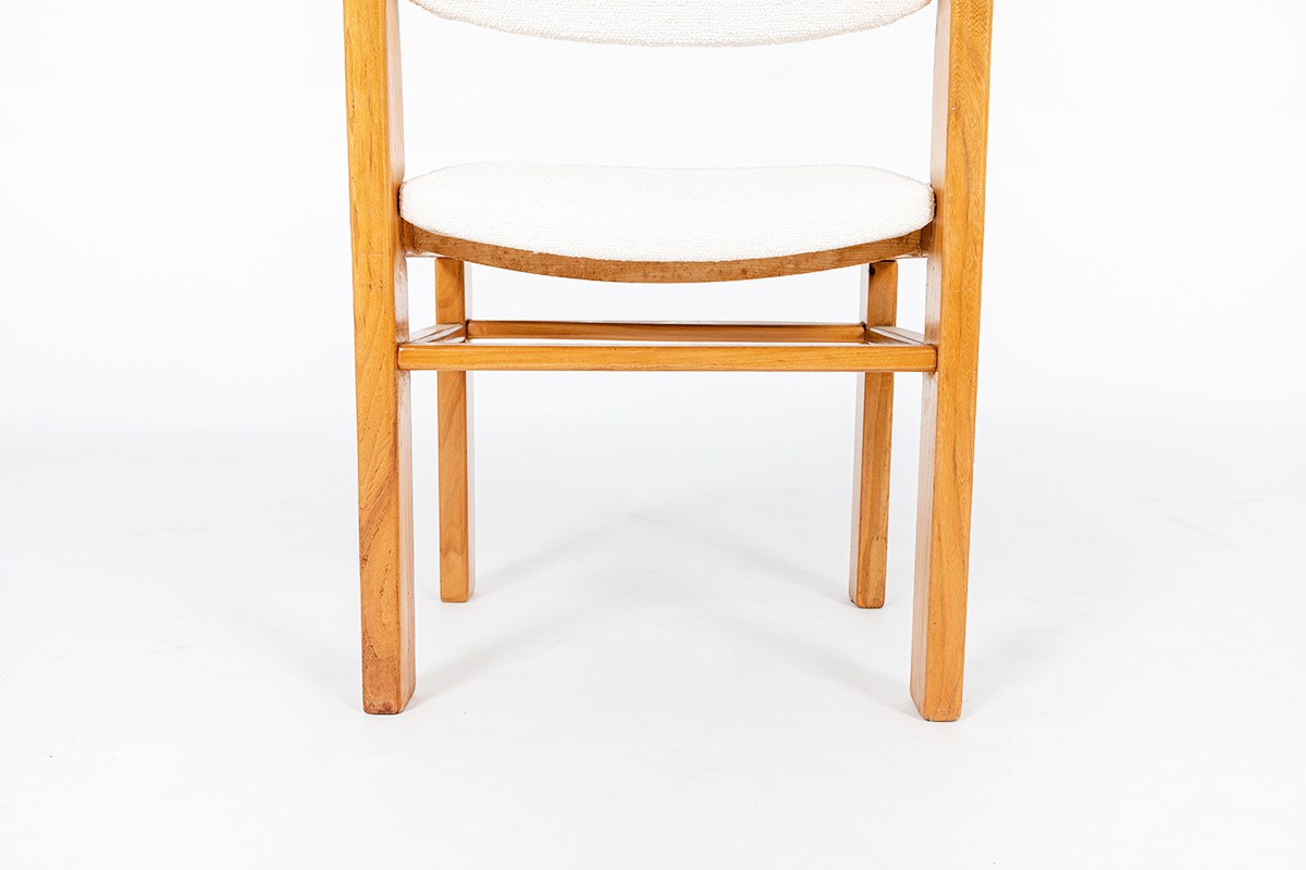 Chairs in elm with Maison Thevenon terry fabric 1980 set de 6