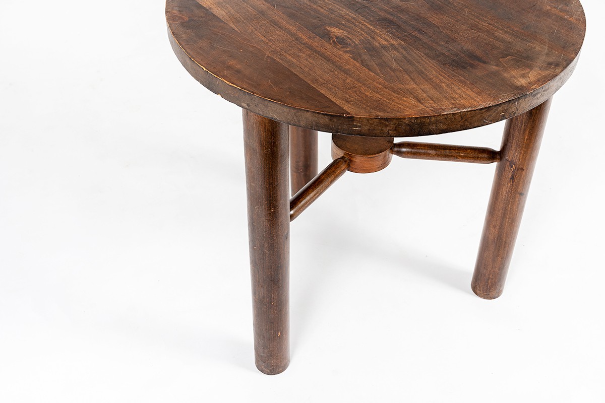 Tripod pedestal table in walnut 1950