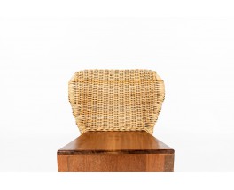 Chairs in mahogany and woven rattan 1950 set of 2