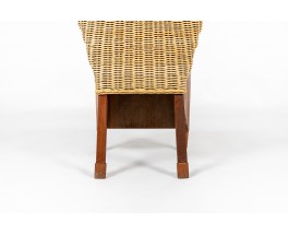 Chairs in mahogany and woven rattan 1950 set of 2