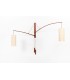 Rupprecht Skrip wall lamp 2 arms in teak and raffia lamshade edition Skrip Leuchten 1950