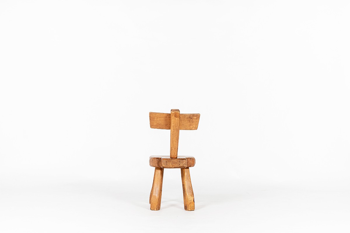 Chair in pine brutalist design 1950