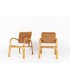 Armchairs in rattan, rope and linen 1950 set of 2