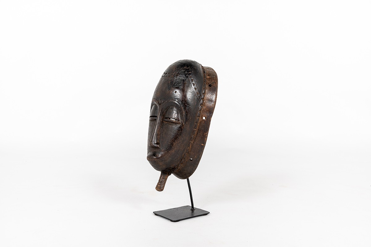 Masque africain décoratif Baoulé en bois Côte d'Ivoire 1960